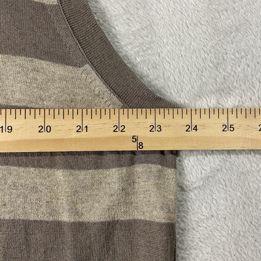 Y2K Banana Republic Silk Blend Striped V-neck Sweater Vest Brown Men's XL Preppy - Picture 6 of 9